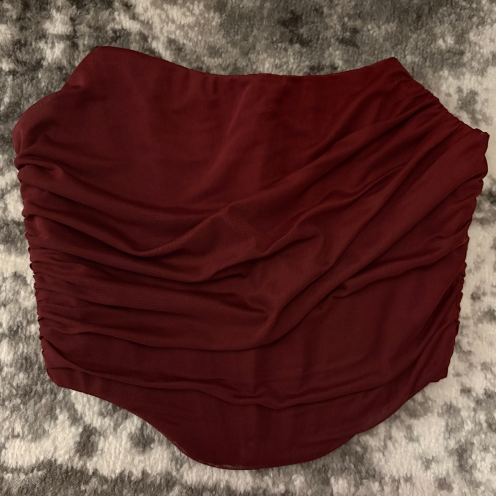 Ribbed Corset Maroon Crop Top